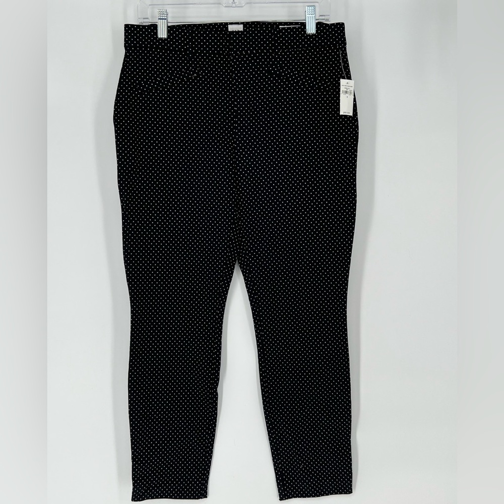 GAP BLACK & WHITE POLKA DOT SIGNATURE SKINNY ANKLE PANTS COMFY STRETCH